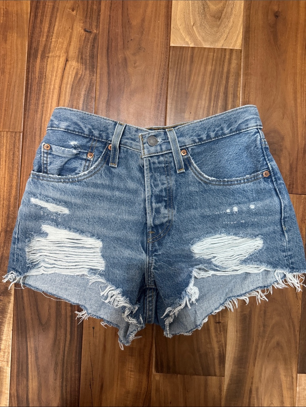 Levi’s Women’s Distressed Denim Shorts - Blue